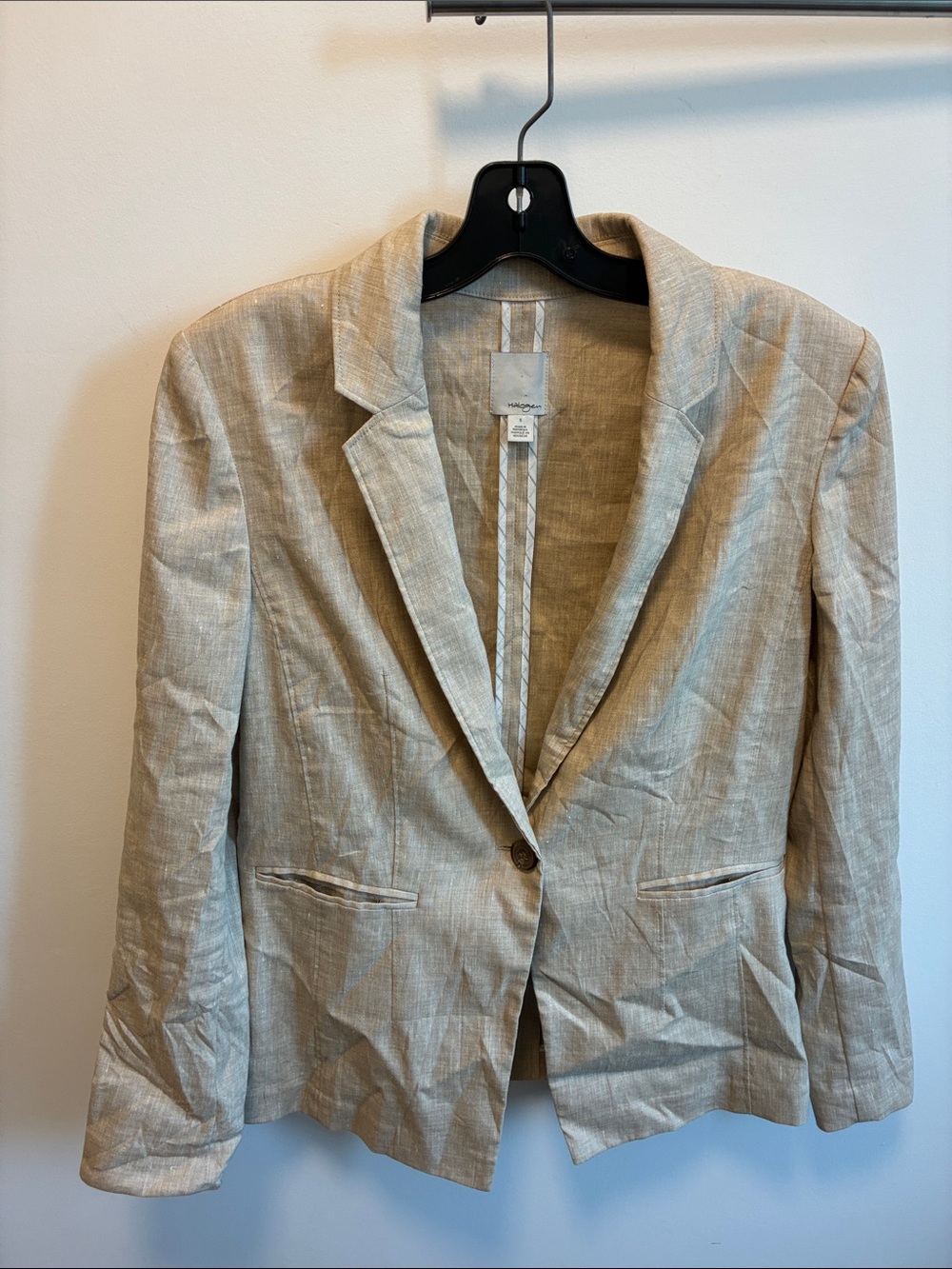 HALOGEN Light Beige Linen-Blend Women's Blazer SIZE SMALL